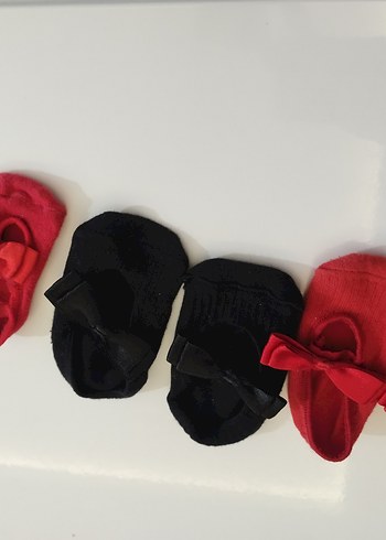 3 tane 100 Kız Çocuk Kırmızı Fiyonklu Babet Ayakkabı - Görsel 4