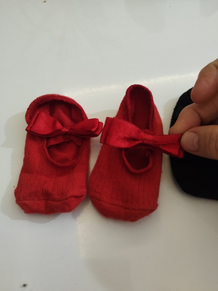3 tane 100 Kız Çocuk Kırmızı Fiyonklu Babet Ayakkabı - Görsel 2