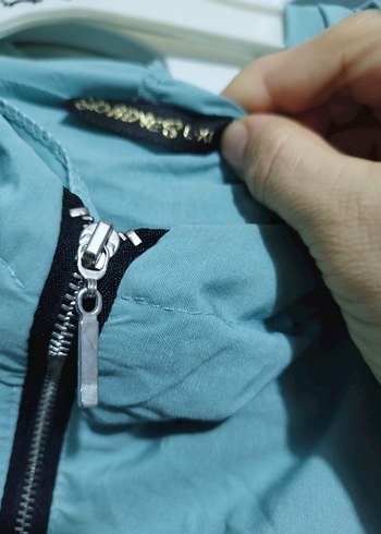 Mavi Kapüşonlu Midi Boy Kadın Yağmurluk S.M - Görsel 2