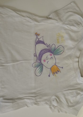 Kız Çocuk Beyaz Baskılı Kısa Kollu Tişört - Görsel 2