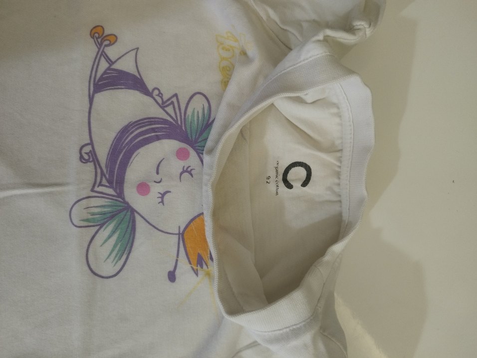 Kız Çocuk Beyaz Baskılı Kısa Kollu Tişört - Görsel 3