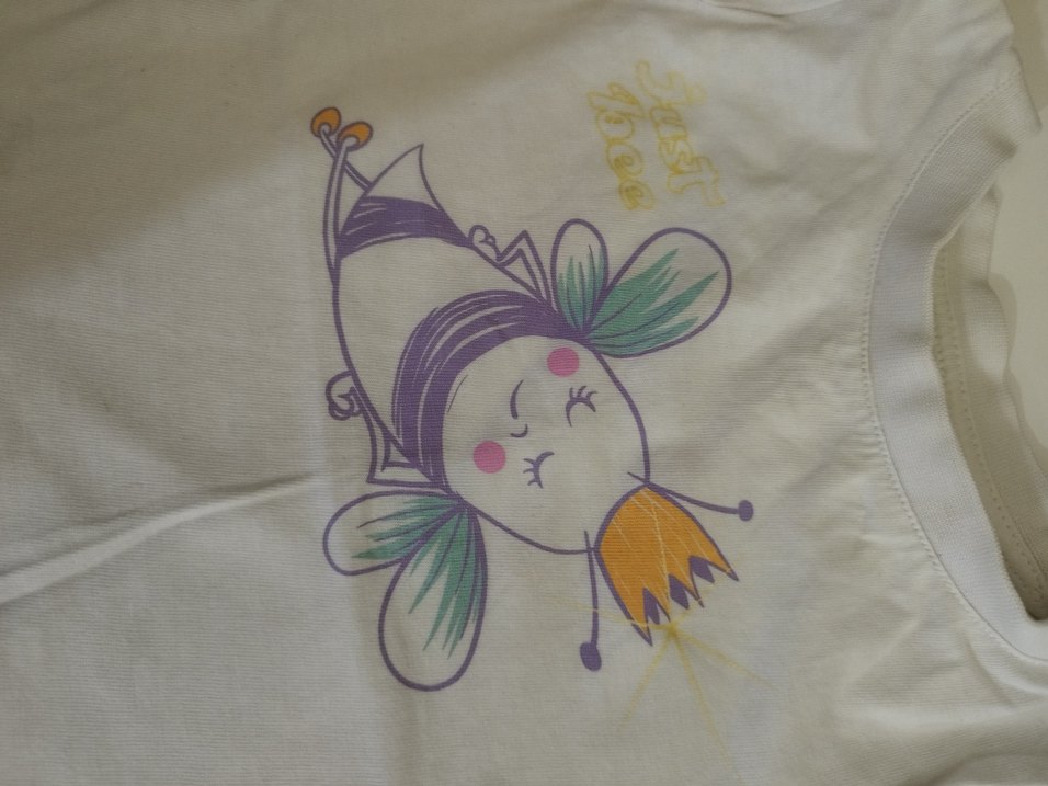 Kız Çocuk Beyaz Baskılı Kısa Kollu Tişört - Görsel 4