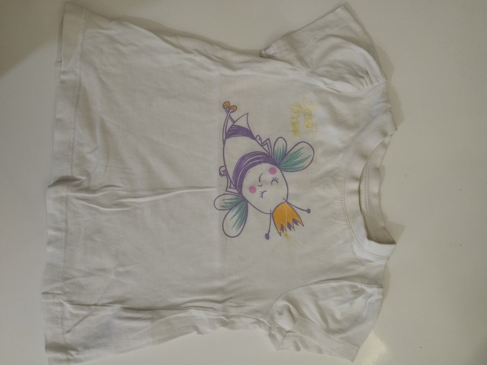 Kız Çocuk Beyaz Baskılı Kısa Kollu Tişört - Görsel 2