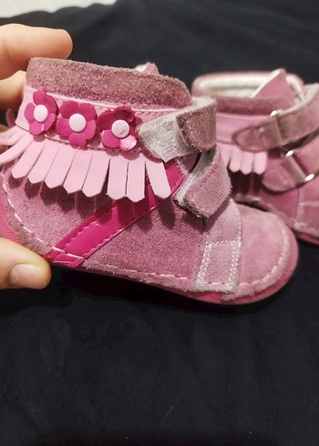 Pembe Süet Fırfırlı Bohem Kız Bebek İlk Adım Ayakkabısı - Görsel 2
