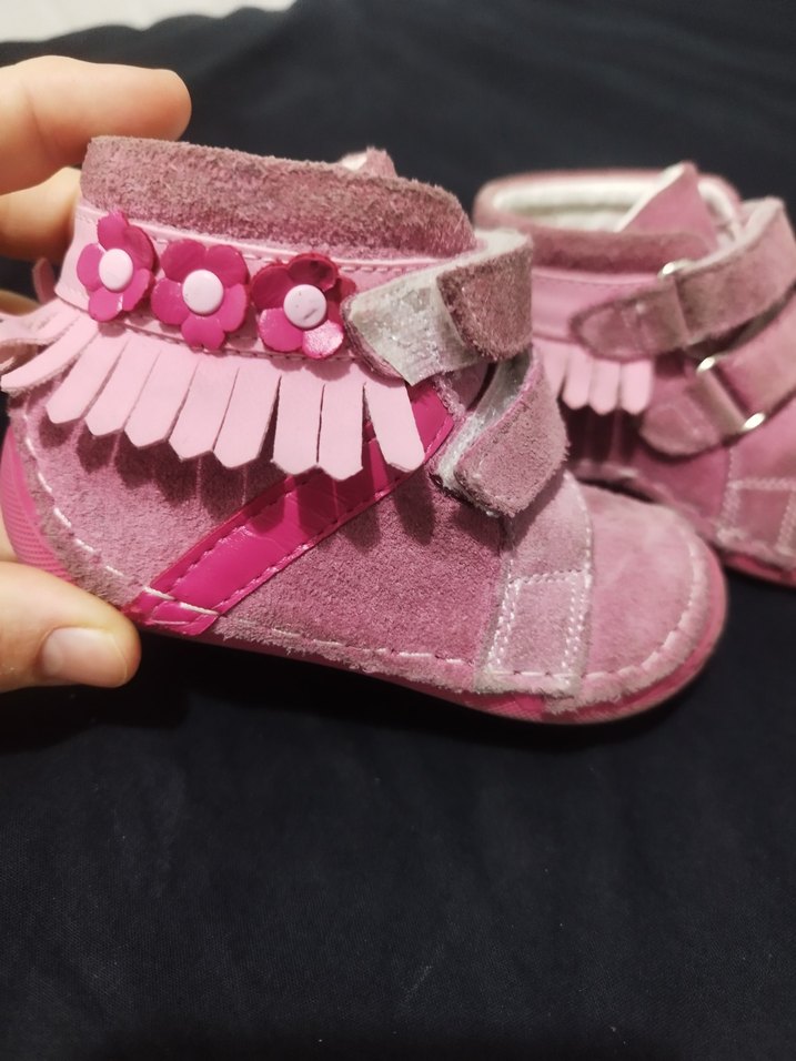 Pembe Süet Fırfırlı Bohem Kız Bebek İlk Adım Ayakkabısı - Görsel 2