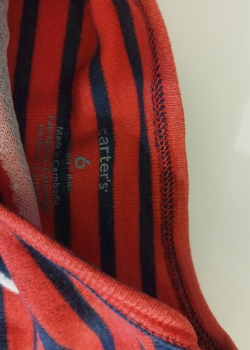 2 tane 50 Kız Çocuk Kırmızı Çizgili ve Ayı Desenli Tişört - Görsel 3