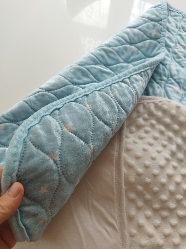 Beyaz mavi Bebek alt açma örtüsü Yumuşak Dokulu - Görsel 3