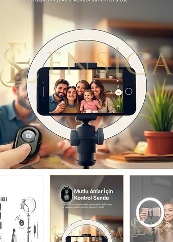 LED Işıklı Telefon Tutucu ve Tripod - Görsel 2