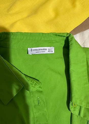 Düğmeli Yeşil Keten Kadın Gömlek - Görsel 2