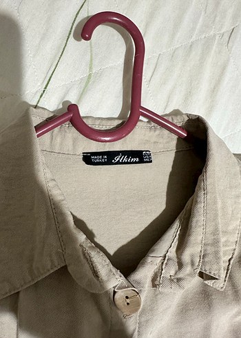 Bej Düğmeli Keten Gömlek - Görsel 4