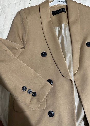 Bej Düğmeli Kadın Blazer Ceket - Görsel 2