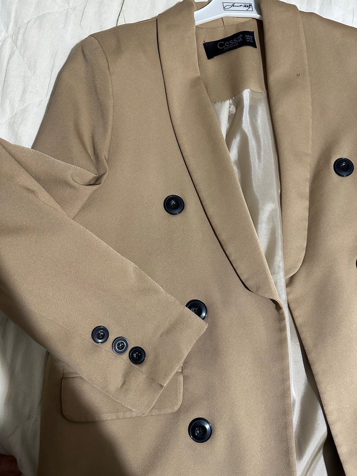 Bej Düğmeli Kadın Blazer Ceket - Görsel 2