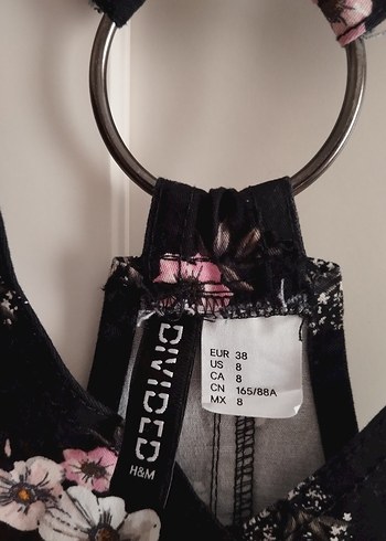 m Beden H&M marka Çiçek Desenli Siyah #Salopet #elbise