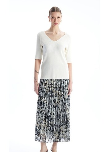 Kadın Piliseli Desenli Etek - Görsel 2