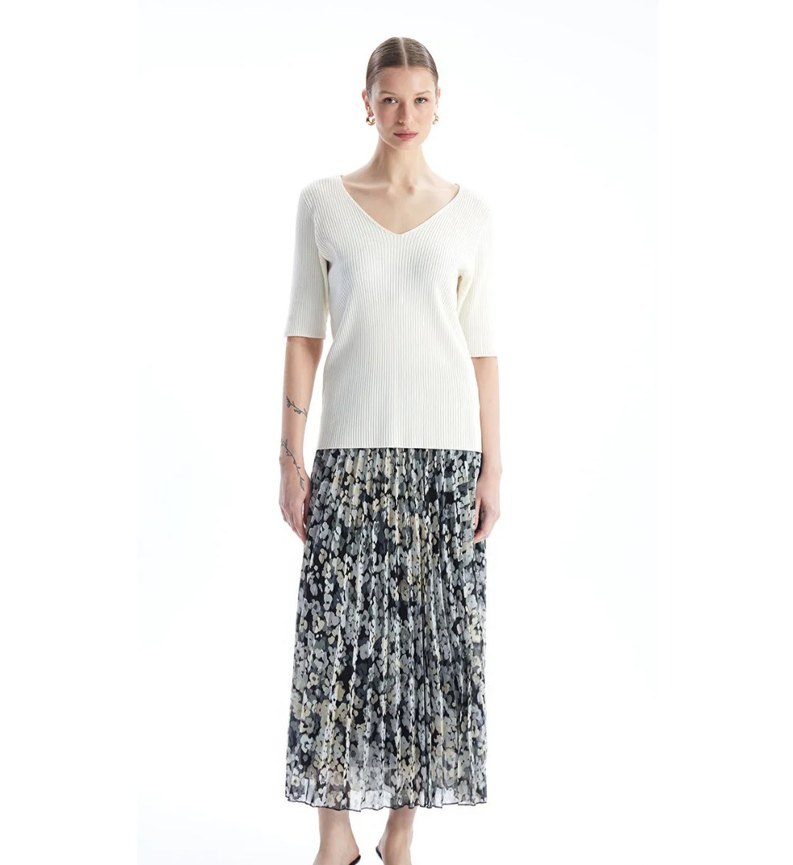 Kadın Piliseli Desenli Etek - Görsel 2