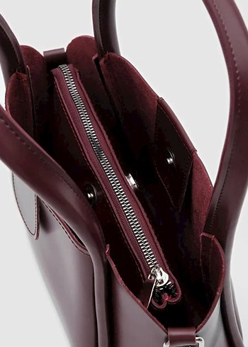 Shule Bags Beca Bordo Deri Kadın Omuz Çantası - Görsel 3