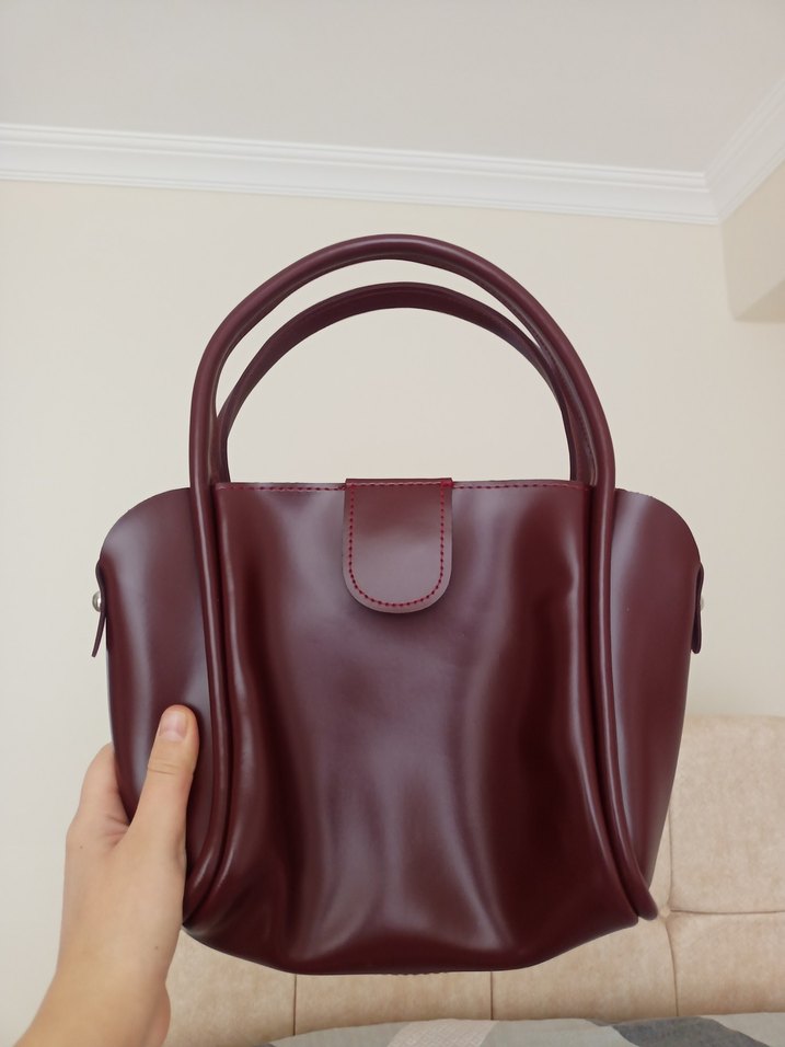 Shule Bags Beca Bordo Deri Kadın Omuz Çantası - Görsel 4