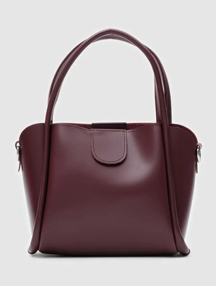 Shule Bags Beca Bordo Deri Kadın Omuz Çantası - Görsel 2