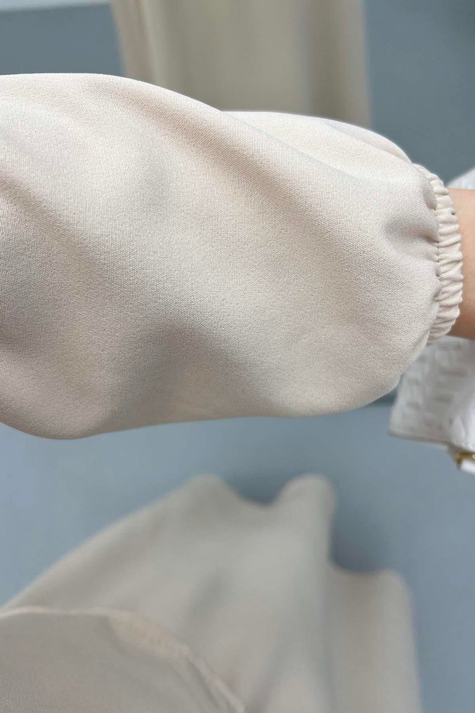 Bej Uzun Kollu Kadın Takım Elbise - Görsel 2