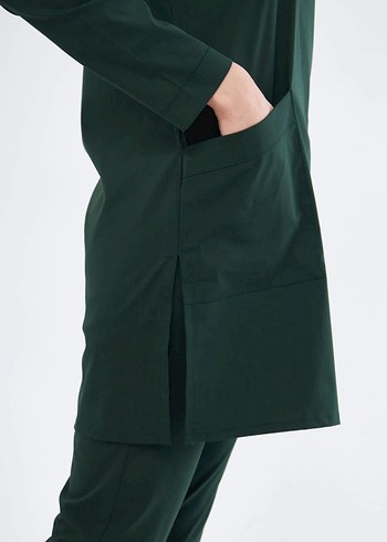 Tesettür - Avcı Yeşili Likralı Hemşire Üniforma Takımı (Class ) - Görsel 5