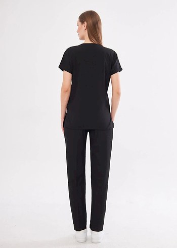 Classic - Siyah Kadın Likralı Üniforma Takımı - Görsel 2