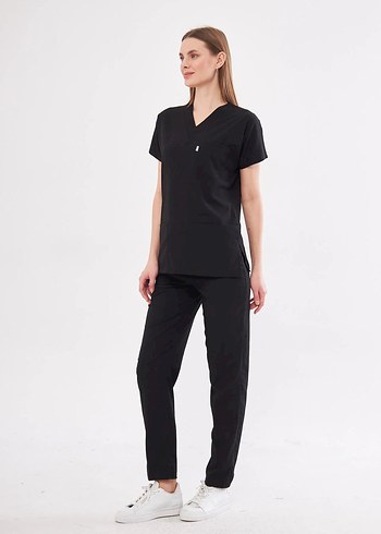 Classic - Siyah Kadın Likralı Üniforma Takımı - Görsel 4