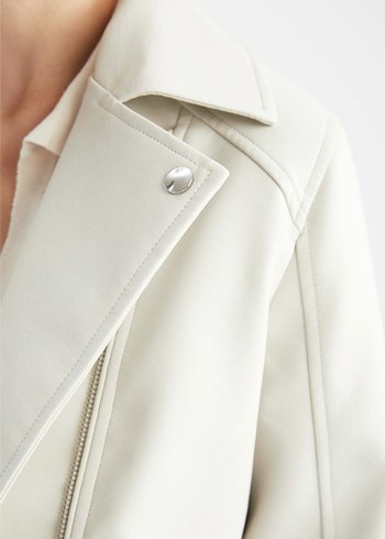 Bej Kadın Deri Ceket - Görsel 3