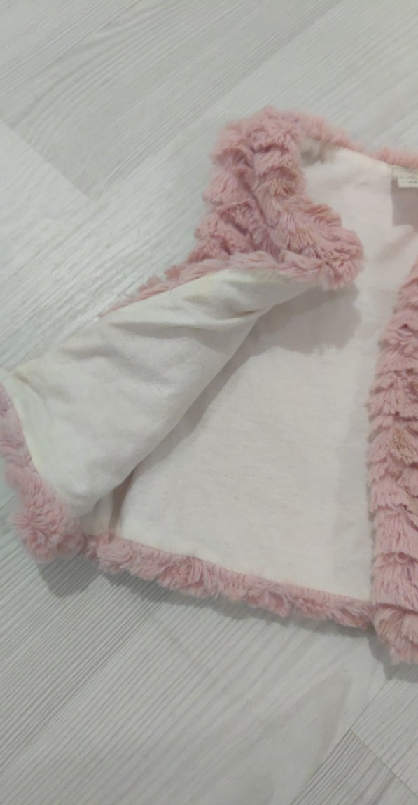 Kız Çocuk Pembe Kürklü Kolsuz Yelek - Görsel 2