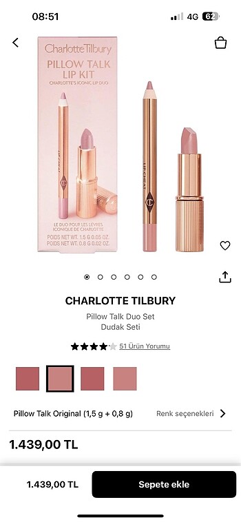Charlotte tilbury pillow talk ruj kalem