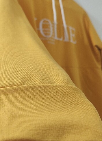 40 Beden sarı Renk Kapüşonlu uzun sweatshirt 