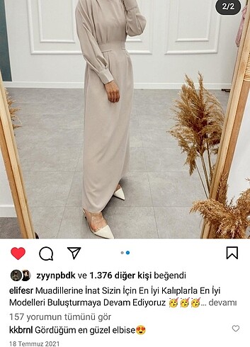 42 Beden Elif eser taş rengi elbise