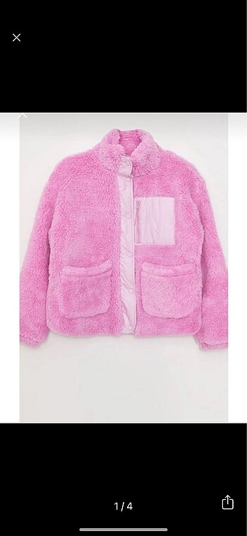 Pembe peluş mont