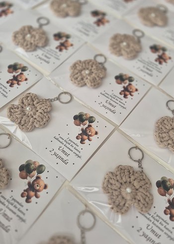 Örgü Bohem Anahtarlık - Kahverengi - Görsel 3