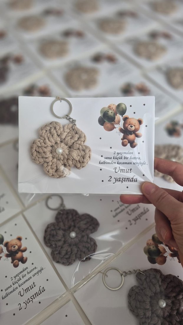 Örgü Bohem Anahtarlık - Kahverengi - Görsel 2