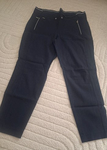 Kadın Lacivert Denim Fermuarlı Pantolon