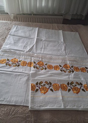 Nakışlı Beyaz nevresim tkm - Görsel 8