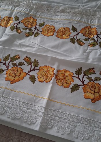 Nakışlı Beyaz nevresim tkm - Görsel 3