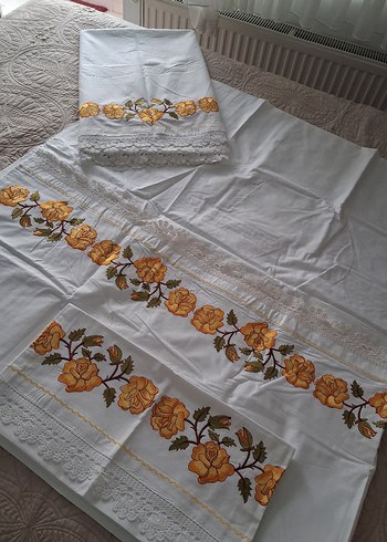 Nakışlı Beyaz nevresim tkm - Görsel 7