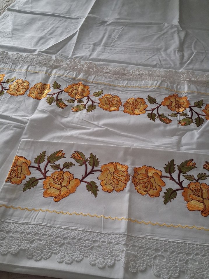 Nakışlı Beyaz nevresim tkm - Görsel 4