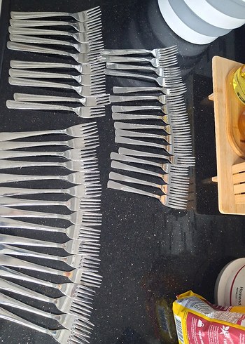 Gri Çelik Yemek Çatalı Seti 42 adet - Görsel 3