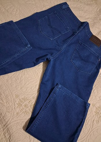 Düğmeli Lacivert erkek Denim Pantolon - Görsel 2