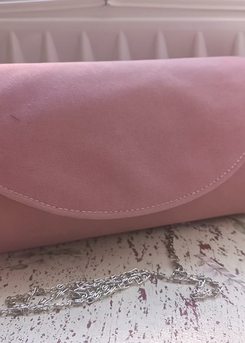 Pembe Süet Zincir Detaylı Kadın Portföy Çanta
