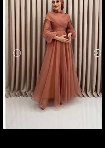 Bej Drapeli Uzun Abiye Elbise - Görsel 2