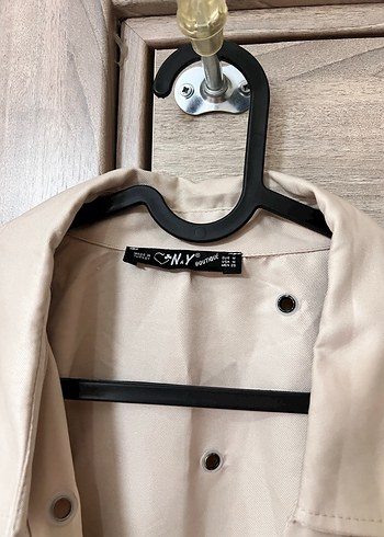 Bej Düğmeli Midi Kadın Trençkot - Görsel 2