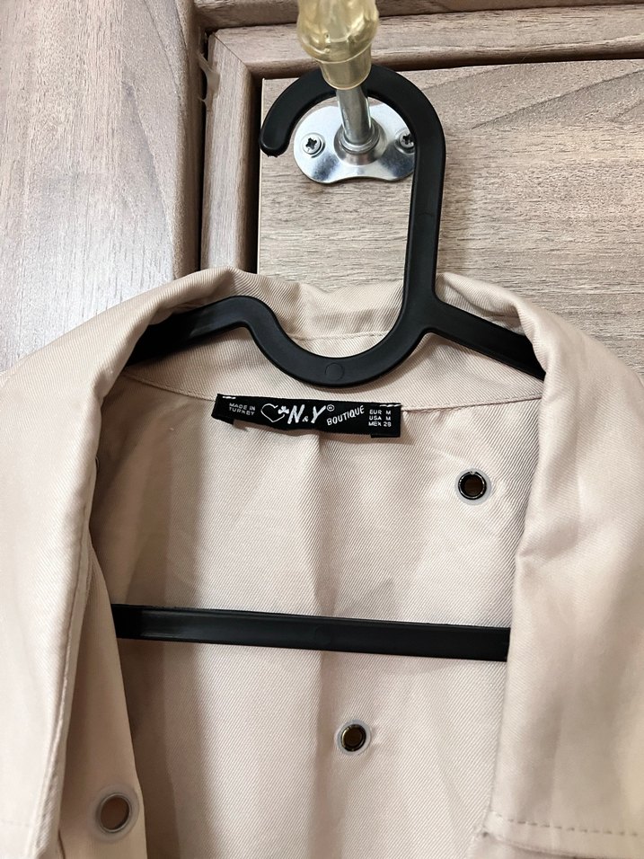 Bej Düğmeli Midi Kadın Trençkot - Görsel 2