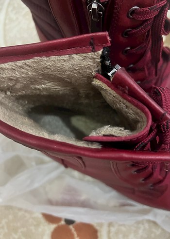 Bordo Deri Kadın Dolgu Topuklu Bot - Görsel 3