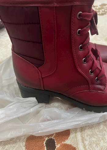 Bordo Deri Kadın Dolgu Topuklu Bot - Görsel 2