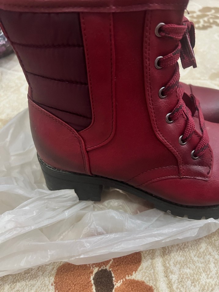 Bordo Deri Kadın Dolgu Topuklu Bot - Görsel 2