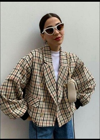 Ekose desenli blazer ceket