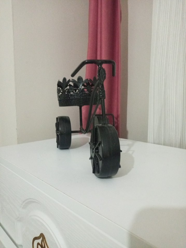 Siyah Metal Üç Tekerlekli Dekoratif Bisiklet - Görsel 3